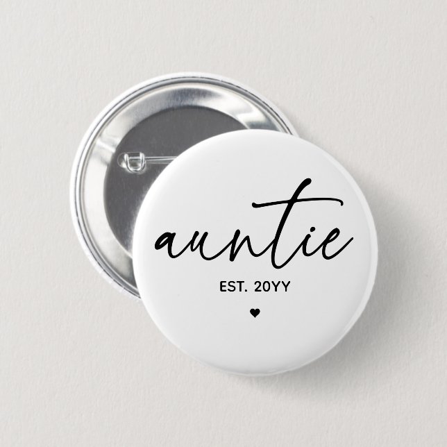 Auntie Established Elegant Typography New Aunt 6 Cm Round Badge (Front & Back)