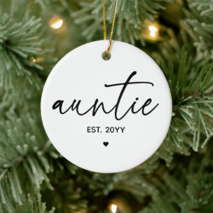 Auntie Established Elegant Typography New Aunt Ceramic Tree Decoration