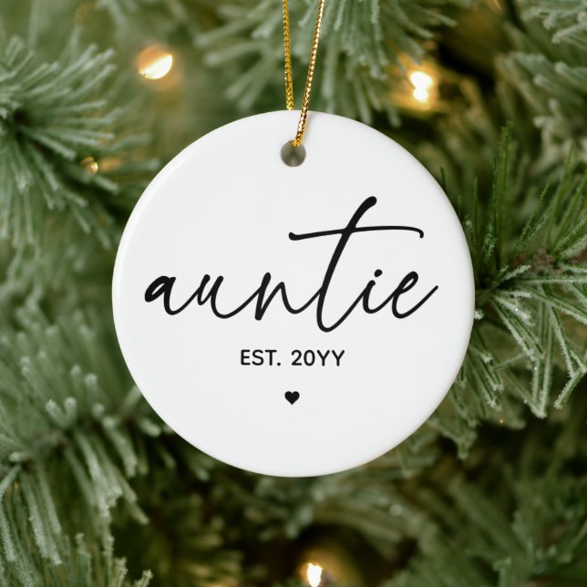 Auntie Established Elegant Typography New Aunt Ceramic Tree Decoration (Tree)