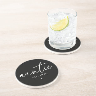 Auntie Established Elegant Typography New Aunt Coaster