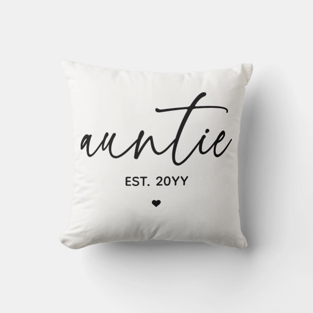 Auntie Established Elegant Typography New Aunt Cushion (Front)
