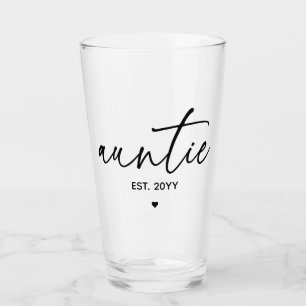 Auntie Established Elegant Typography New Aunt Glass