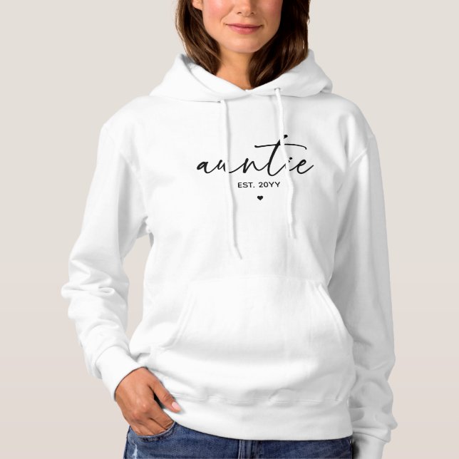 Auntie Established Elegant Typography New Aunt Hoodie (Front)