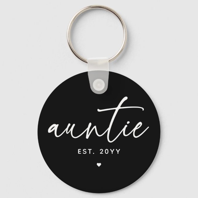 Auntie Established Elegant Typography New Aunt Key Ring (Front)