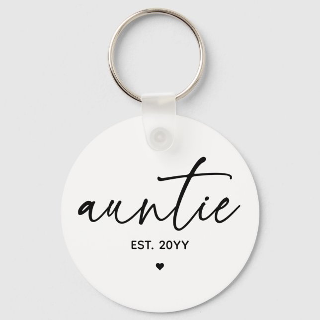 Auntie Established Elegant Typography New Aunt Key Ring (Front)