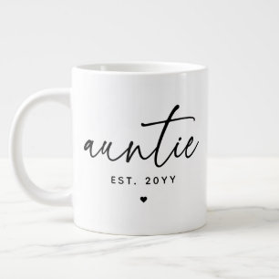 Auntie Established Elegant Typography New Aunt Large Coffee Mug
