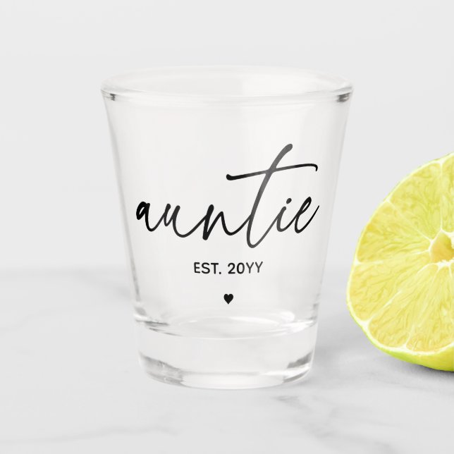 Auntie Established Elegant Typography New Aunt Shot Glass (Front)