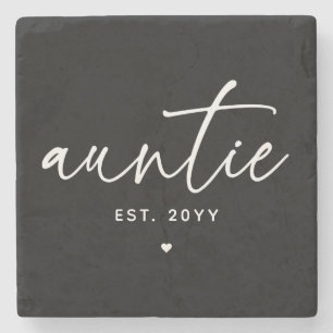 Auntie Established Elegant Typography New Aunt Stone Coaster