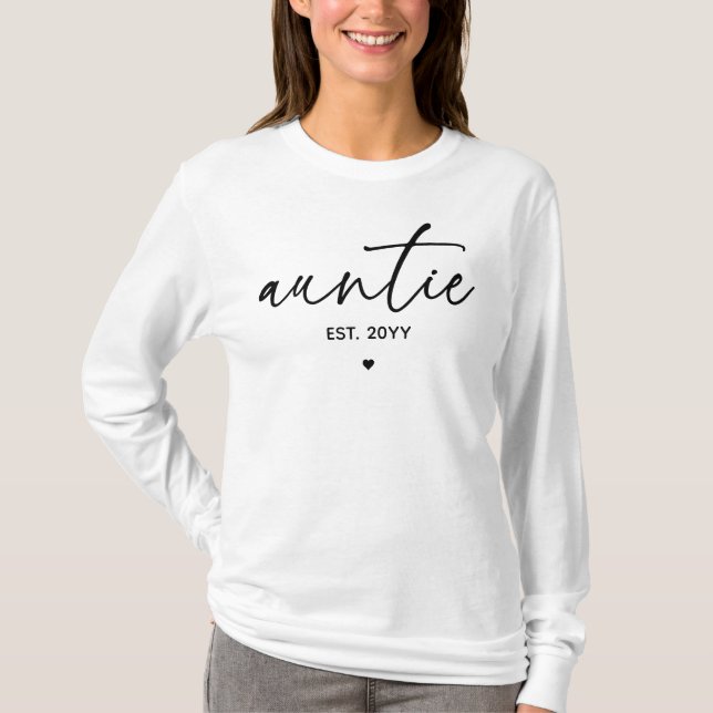 Auntie Established Elegant Typography New Aunt T-Shirt (Front)