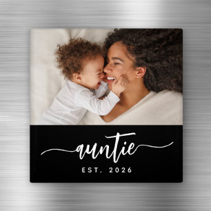 Auntie Established Photo Script Black Magnet