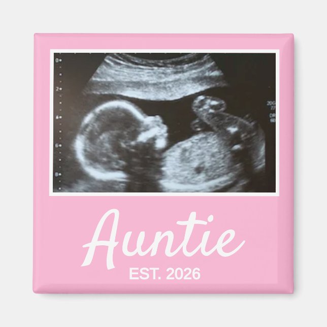Auntie Established Script Pregnancy Announcement Magnet (Front)