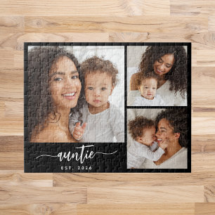 Auntie Established Script Typography 3 Photo  Jigsaw Puzzle