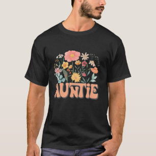 Auntie Floral Daisy Hippie Groovy Wildflower Mothe T-Shirt