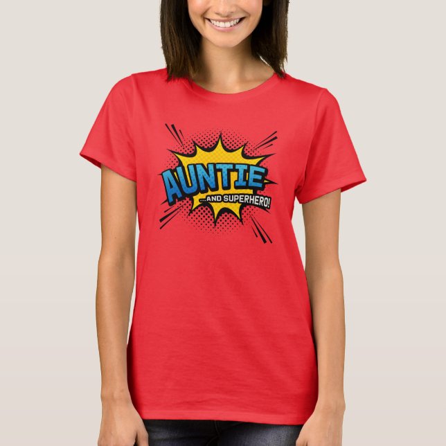 Auntie Gift - Auntie & Superhero - Comic Book T-Shirt (Front)