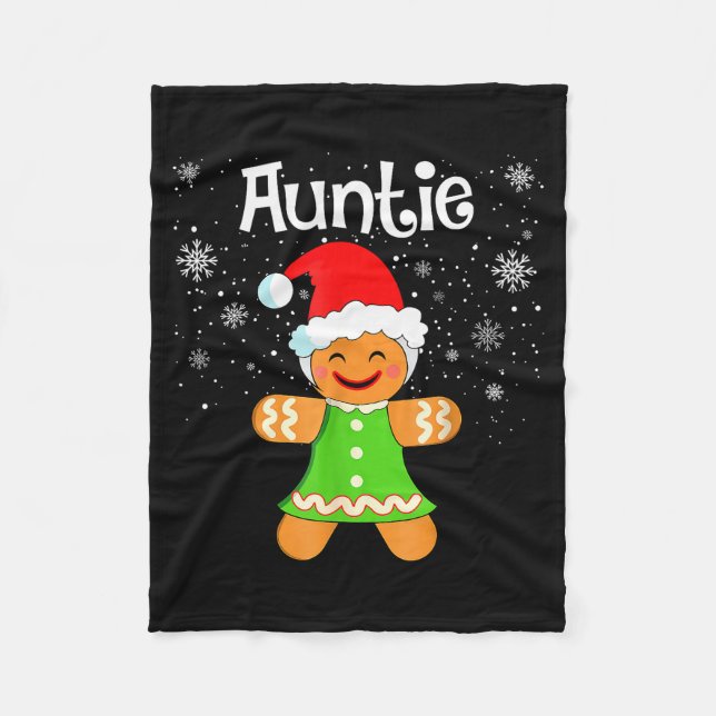 Auntie Gingerbread Family Matching Christmas Women Fleece Blanket (Front)