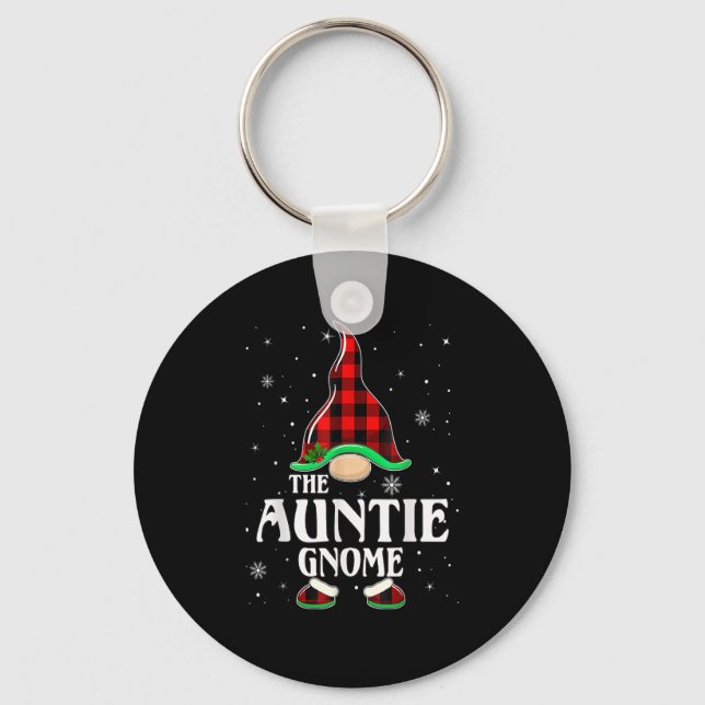 Auntie Gnome Buffalo Plaid Matching Family Christm Key Ring (Front)