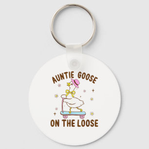 Auntie Goose On The Loose Funny Birthday Matching  Key Ring