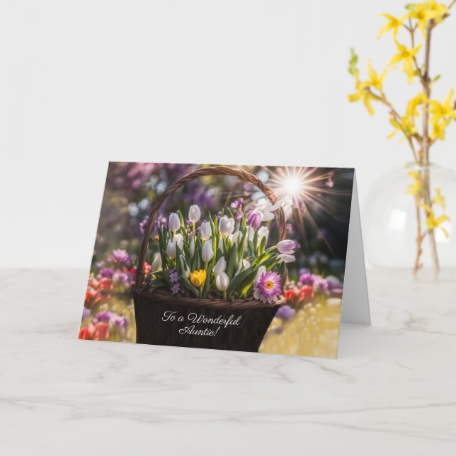 Auntie Happy Easter with Spring Bouquet  Card (Yellow Flower)
