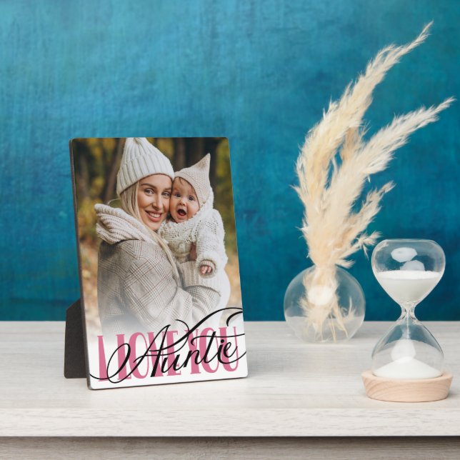 Auntie I Love You Photo Typography Plaque (Side)