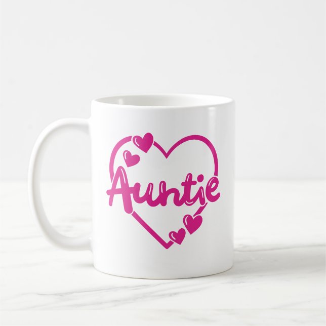 "Auntie" in fashion doll pink custom Coffee Mug (Left)