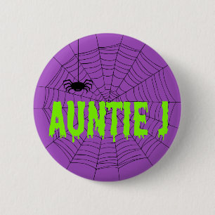Auntie J Green Dripping Font Spider Web Button