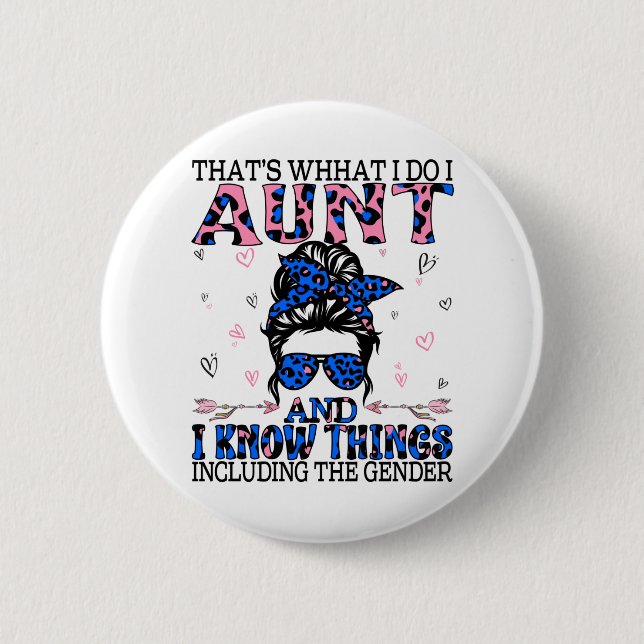 Auntie Keeper of the Gender Reveal Party Ideas 6 Cm Round Badge (Front)