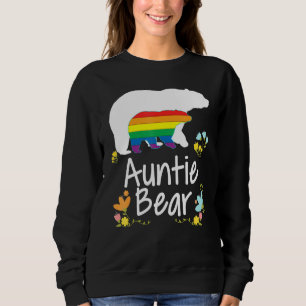 Auntie Lgbt Bear Gay Lesbian Pride Rainbow Floral Sweatshirt