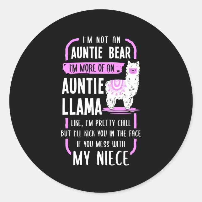 Auntie Llama Classic Round Sticker (Front)