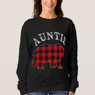 Auntie Mama Bear RED Black Buffalo Plaid Chequered Sweatshirt
