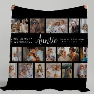Auntie Memorial 18 Photo Collage Fleece Blanket