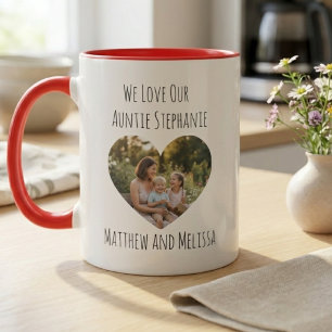 Auntie Mother's Day Wildflower Photo Heart Mug