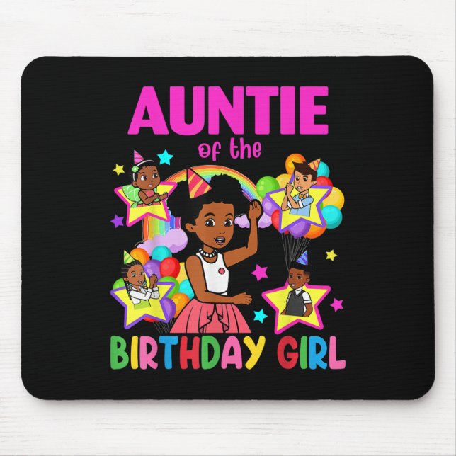 Auntie Of Birthday Girl Gracie Birthday Dolls Girl Mouse Mat (Front)