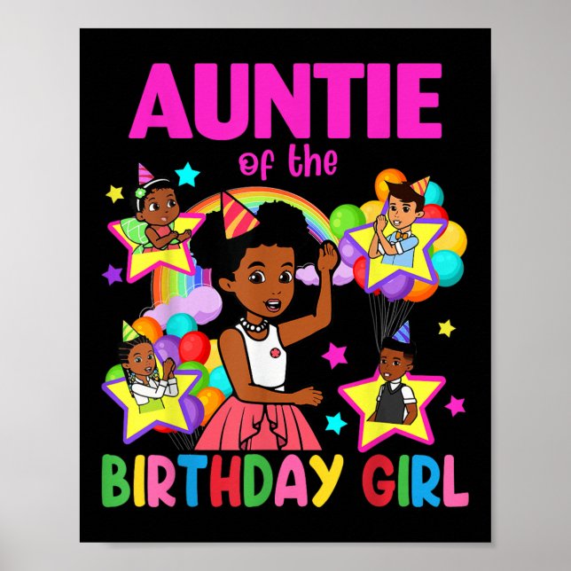 Auntie Of Birthday Girl Gracie Birthday Dolls Girl Poster (Front)