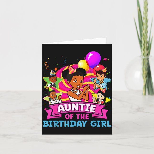 Auntie Of Birthday Girl Gracie Nk Doll Family Deco Card (Front)
