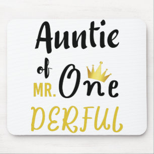 Auntie of MR Onederful Funny 1st Birthday T-Shirt Mouse Mat
