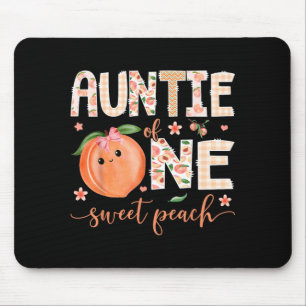 Auntie Of One Sweet Peach 1st Birthday Girl Party Mouse Mat