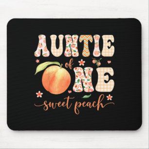 Auntie of One Sweet Peach 1st Birthday Girl Party Mouse Mat