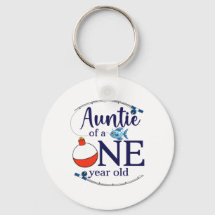 Auntie Of The Big One Fishing Boy First Birthday O Key Ring