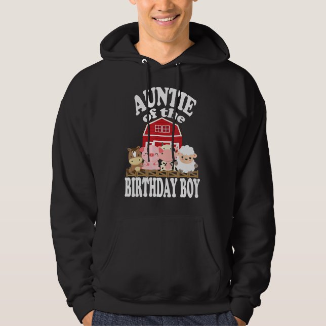 Auntie Of The Birthday Boy Farming Animals B-day P Hoodie (Front)