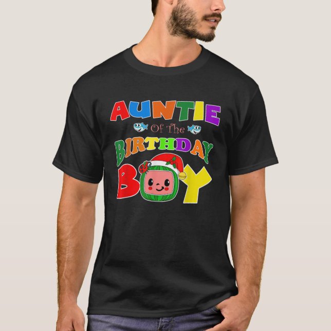Auntie Of The Birthday Boy Funny Melon Family Matc T-Shirt (Front)
