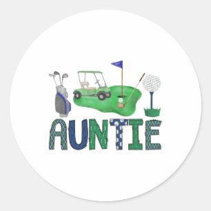 Auntie Of The Birthday Boy Hole In One Golf Sport  Classic Round Sticker