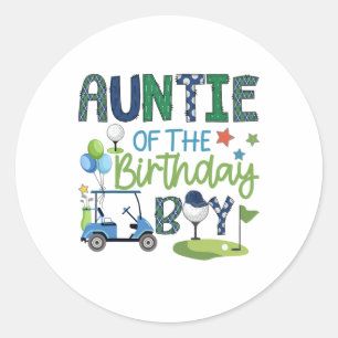 Auntie Of The Birthday Boy Hole In One Golf Sport  Classic Round Sticker