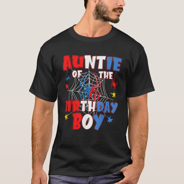 Auntie Of The Birthday Boy Matching Family Spider  T-Shirt (Front)