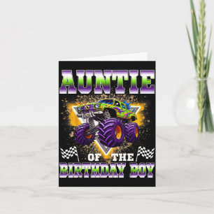 Auntie of the birthday boy monster truck birthday card