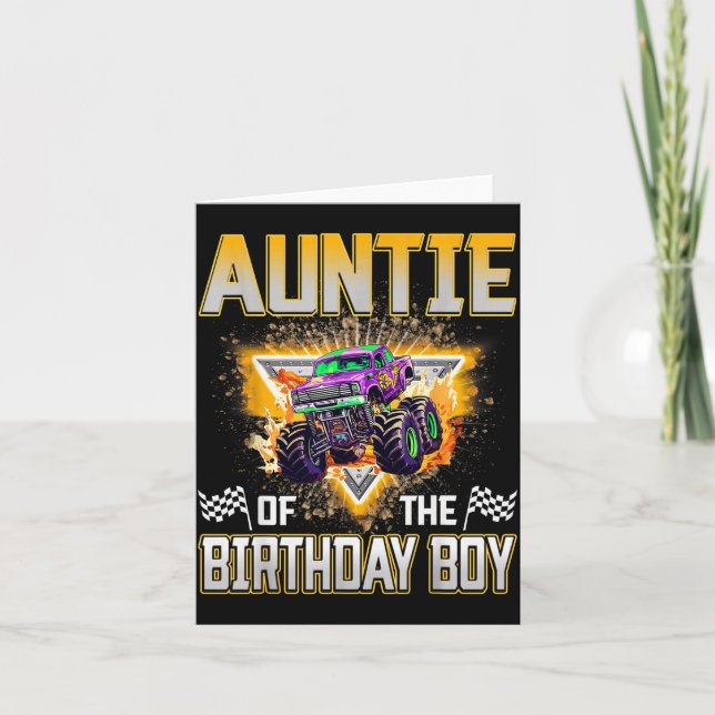 Auntie Of The Birthday Boy Monster Truck Birthday  Card (Front)
