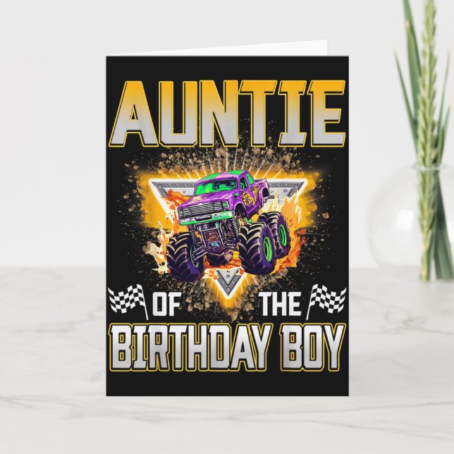 Auntie Of The Birthday Boy Monster Truck Birthday  Card (Front)