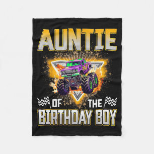 Auntie Of The Birthday Boy Monster Truck Birthday  Fleece Blanket