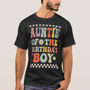 Auntie Of The Birthday Boy Retro Groovy Birthday T-Shirt