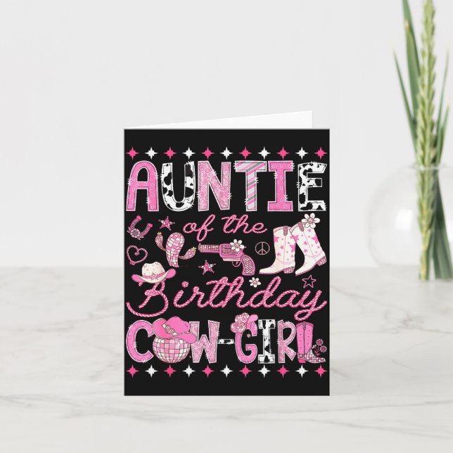 Auntie Of The Birthday Cowgirl Nk Rodeo Western Di Card (Front)