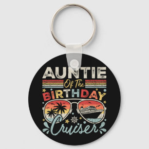 Auntie of the Birthday Cruiser Vacation Circle Key Ring